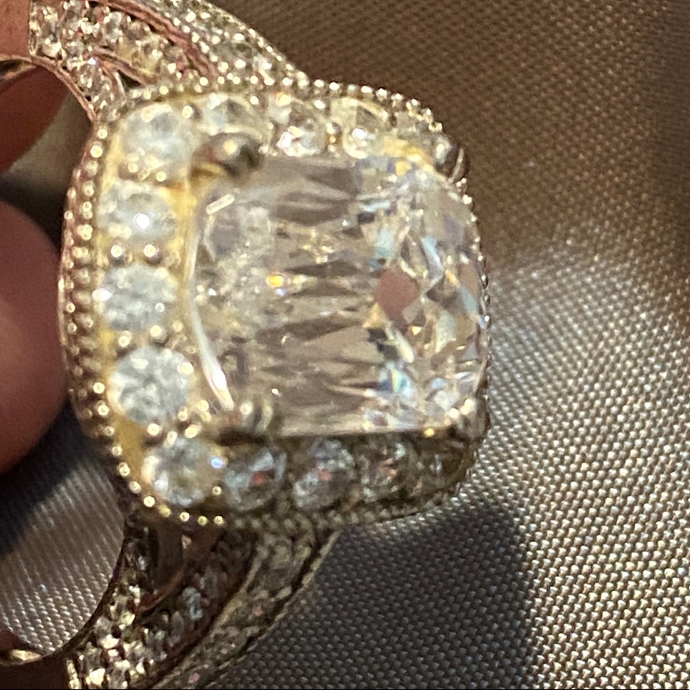 Sterling Silver Faux Diamond Ring Size 8/9 - Picture 5 of 6